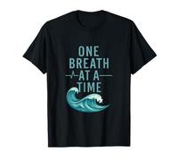 One Breath at a Time Ocean Wave Mindfulness Design T-Shirt
