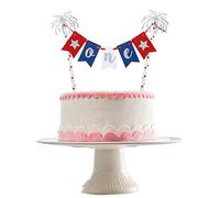 One Cake Topper Red & White & Blue Glitter- 4th of July 1st Birthday Decorations, Patriotic 1st Birthday Cake Decor, 4th of July Baby Shower Decor