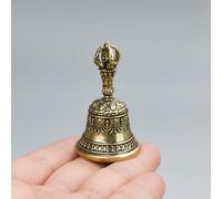 One Carved Bronze Bell | Hand-Held Shaker with Clapping Handle, Style Craftsmanship, Soothing Sounds for Healing, Ideal for Church, Weddings, Schools, and Festive Occasions