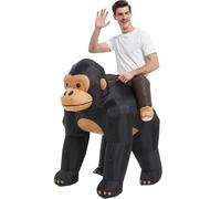 One Casa Inflatable Costume Adult,Blow Up Gorilla Suit,Ride On Halloween Costumes for Men Women, Black, 72INCH
