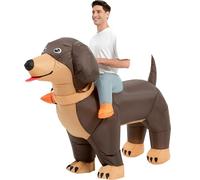 One Casa Inflatable Dog Costume Adult,Blow Up Dachshund Suit,Ride On Halloween Costumes for Men Women (63INCH)