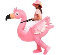One Casa Inflatable Flamingo Costume Riding On Flamingo Air Blow up Funny Fancy Dress Party Halloween Costume for Adult
