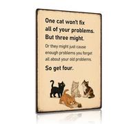 One Cat Won’t Fix All Your Problems Aluminium Metal Sign 8x12 Inch Funny Cat Lover Wall Plaque Vintage Pet Quote Decor for Bedroom Living Room Gift (25170)