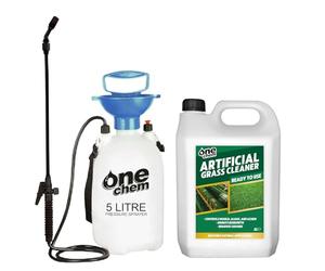 One Chem Artificial Grass Cleaner, 5 Litre with 5L Garden Sprayer, Pet Urine, Odour Remover