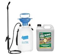 One Chem Decking Cleaner 5 Litre Concentrate + 5L Garden Sprayer, Cleans Mould, Algae and Dirt, Inhibits Regrowth, Makes up to 25 Litres