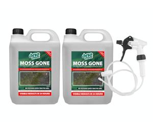 One Chem Moss Gone Moss killer 2 x 5 Litre Multi-Pack with long hose trigger, Suitable on Path, patios and hard surfaces, Ready To Use