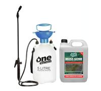 One Chem Moss Gone Moss killer 5 Litre with One Chem 5L Garden Sprayer, Suitable for Paths, patios and hard surfaces