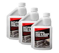 One Chem Professional Natural Sink and Drain Unblocker 3 x 500ml, Indoor/Outdoor Use, Natural Enzymes, Biodegradable, Safe for Septic Tanks