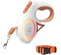 One Click Explosion-Proof Retractable Dog Leads LED Flashlight Walking Strap, Curved Design Suitable for Nighttime Walking and Jogging, Suitable for Small and Medium-Sized Dog Straps (orange)