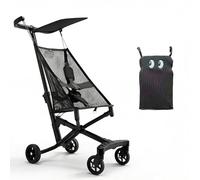 One-Click Fold Compact Stroller, Super Lightweight 2.8kg Airplane-Friendly Baby Pushchair, Portable Folding Travel Pram with Cute Cartoon Backrest for Toddlers 0-4, 4 Colors black2