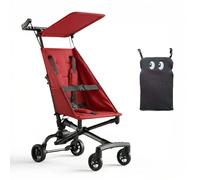 One-Click Fold Compact Stroller, Super Lightweight 2.8kg Airplane-Friendly Baby Pushchair, Portable Folding Travel Pram with Cute Cartoon Backrest for Toddlers 0-4, 4 Colors red