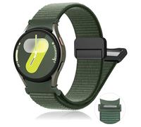 One Click Magnetic Nylon Strap for Samsung Galaxy Watch 7 6 5 4 FE 40mm 44mm/Watch 6 Classic 47mm 43mm/5 Pro 45mm/4 Classic 46mm 42mm Men/Women, Sport Band for Galaxy Watch 7 FE 6 5 4, Cypress Green