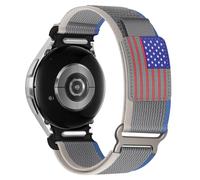 One Click Nylon Band Compatible with Samsung Galaxy Watch 7/6/5/4/FE 44mm 40mm/6 Classic 47mm 43mm/4 Classic 46mm 42mm/5 Pro 45mm,Rugged Fabric Nylon Loop with Stars-Stripes Flag Sport Strap Men Women