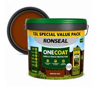 One Coat Fence Life Paint - 12L Medium Oak - Durable, Weatherproof Wood Paint for Fences & Sheds - One Coat Coverage - Fade-Resistant, Quick-Drying Outdoor Protection