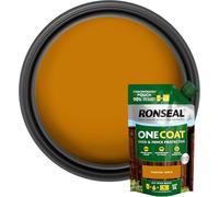 One Coat Shed & Fence Paint Refill Pouch - 950ml - Harvest Gold - Mix with 4L Water to Make 5L - Same Formula as Ready-Mixed - Weatherproof Wood Paint for Fences & Sheds