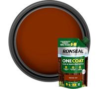 One Coat Shed & Fence Paint Refill Pouch - 950ml - Medium Oak - Mix 1 Pouch with 4L Water to Make 5L - Same as Ready-Mixed Buckets - Weatherproof Wood Treatment for Fences & Sheds