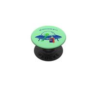 One Coffee Before We Fly Funny Alien Travel UFO Tee PopSockets Adhesive PopGrip
