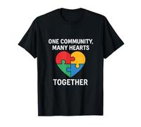 One Community Many Hearts Rainbow Puzzle Heart Design T-Shirt