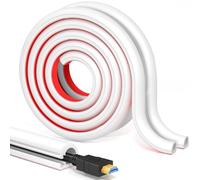 One-Cord Channel Cable Cord Cover 4Meter, Self-Adhesive PVC Wire Cover, Flexible Trunking Cable Management System, Wire Hider Home Office, Tv Cable Hider，10mm (W) x 10mm (H), White