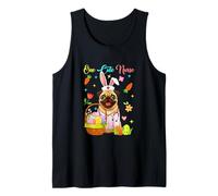 One Cute Nurse Easter Bunny Pug Colorful Eggs Basket Tank Top