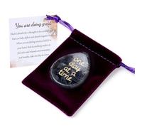 One Day at A Time Black Labradorite Thumb Worry Stone for Anxiety Crystals Hand Thumb Stones Pocket Thinking of You Gifts for women Inspirational Worry Stones for Stress Relief Sobriety Gifts for Her