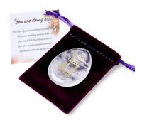 One Day at A Time Clear Quartz Thumb Worry Stone for Anxiety Crystals Hand Thumb Stones Pocket Thinking of You Gifts for women Inspirational Worry Stones for Stress Relief Sobriety Gifts for Her