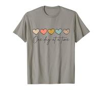 One Day At A Time Colorful Hearts Mental Health Awareness T-Shirt