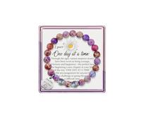 One Day at A Time Healing Bracelets for Women Sobriety Gifts Purple Natural Emperor Moonstone Spiritual Bracelets for Women, 0.03, Stone, no gemstone