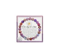 One Day at A Time Healing Bracelets for Women Sobriety Gifts Purple Natural Emperor Moonstone Spiritual Bracelets for Women, 0.03, Stone, no gemstone