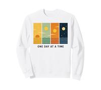 One Day At A Time Retro Sunset Ocean Vintage Graphic Sweatshirt