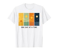 One Day At A Time Retro Sunset Ocean Vintage Graphic T-Shirt