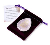 One Day at A Time Rose Quartz Thumb Worry Stone for Anxiety Crystals Hand Thumb Stones Pocket Thinking of You Gifts for women Inspirational Worry Stones for Stress Relief Sobriety Gifts for Her