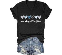 One Day at a Time Shirt, Mental Health Matters, Inspirational V-Neck T-Shirt, One Day at a Time Mental Health T-Shirt, black, XL