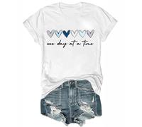 One Day at a Time Shirt, Mental Health Matters, Inspirational V-Neck T-Shirt, One Day at a Time Mental Health T-Shirt, White, S