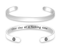 One Day At a Time Sobriety Gift Addiction Recovery Gift Alcoholics Anonymous AA NA, Silver, Large