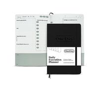 One Day - Daily Execution Planner - Boundless Black - Undated 90 Day Journal With Positive Quotes - Daily Time Management Notebook - Project Management Organizer With Faux Leather Cover