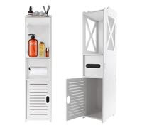 (One Door 18W x 20D x 80H(CM) ) Bathroom Sideboards Storage Cupboard Floor Cabinets Shelves with Doors