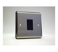 One Electrical - 1g 2w Plate Switch Brushed Chrome with Black Insert