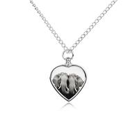 One Elephants Touching The Other's Trunk Custom Cremation Jewelry Urn Necklace for Dog Pet Ashes Heart Memorial Pendant