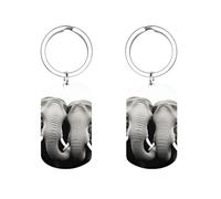 One Elephants Touching The Other's Trunk Personalized Metal Key Tags with Labels Keychain Stainless Steel Key Rings Signs