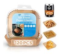 ONE Emporium Air Fryer Liners - Reusable, Greaseproof & Non-Stick Paper Trays - Baking Sheets for Ninja, Tower, Cosori - 120 Pack, 16 cm