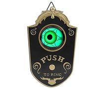 One Eyed Doorbell Horror Prop, Animated Halloween Doorbell with Eye Reveal and Scary Chime Battery Powered Halloween Outdoor Sound Effects Decoration (P018 One-eyed doorbell black)
