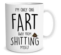One Fart Away from Shitting Myself Mug Rude Funny Novelty Gift Joke Coffee Mug Tea Cup Secret Santa Present Work Office Mug Friend Birthday Gift Present WSDMUG1688