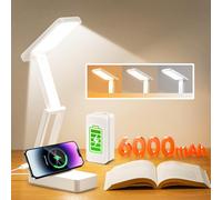 One Fire 6000mAh Rechargeable Lamp Battery Powered Lamp,3 Colors+Dimmable Desk Lamp Bedside,Timer Reading Light+USB Charging Cordless&Portable Light Operated for Bedroom Bedside,Reading,Office,Nail