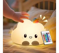 One Fire Baby Night Light Kids, 16 Colours+Remote Control+Silicone+Dimmable+12H Use Kids Night Light, Bedroom Lamp Girls Bedroom Accessories Cloud Gifts for Girls Kawaii Baby Gifts 0-6 Months