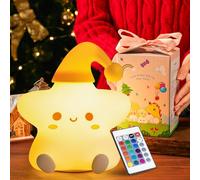 One Fire Cute Star Night Light Kids Christmas Gifts for Kids,16 Colors+Remote Baby Night Light, 5 Brightness Star Light, Rechargeable Bedroom,Cute Lamp Teenage Girls Gifts Baby Girl