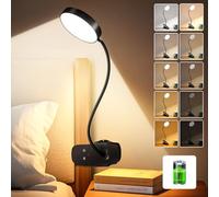 One Fire Desk Lamp, 1800mAh Wireless Lamp 60h of Use, 5 Brightness/5 Colors/Memory Desk Light USB Lamp,Flexible Table Lamp, 400LM+36 LED Clear&Bright for Reading,Office,Study,Craft,Makeup (Black)