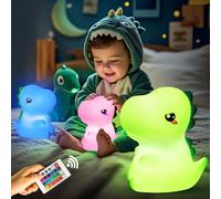 One Fire Dinosaur Toys for Boys Gifts, Remote&16 Colors Silicone Dinosaur Toys Sensory Light, Dimmable Bedside Lamp, Portable Night Lights Rechargeable Lamps,Cute Lamp 【Small Size】