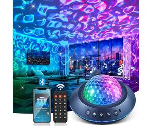 One Fire Galaxy Projector Night Lights Projector Ocean Wave Lamp, 360° Full Coverage 15 White Noises Galaxy Light Projector for Bedroom Gifts for Girls