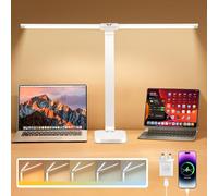 One Fire LED Desk Lamp With Adapter, USB Charging Port, 10 Brightness Levels, 5 Colors - Adjustable Office Light for Study, Bedroom, Table